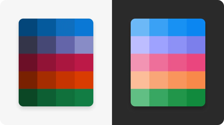Shared colors in light and dark modes