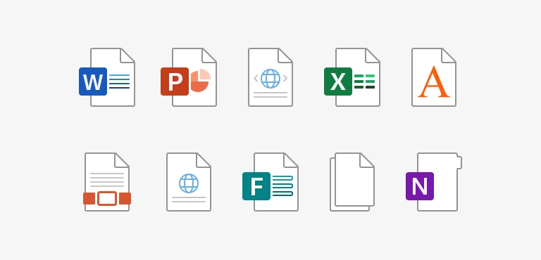 File type icons overview
