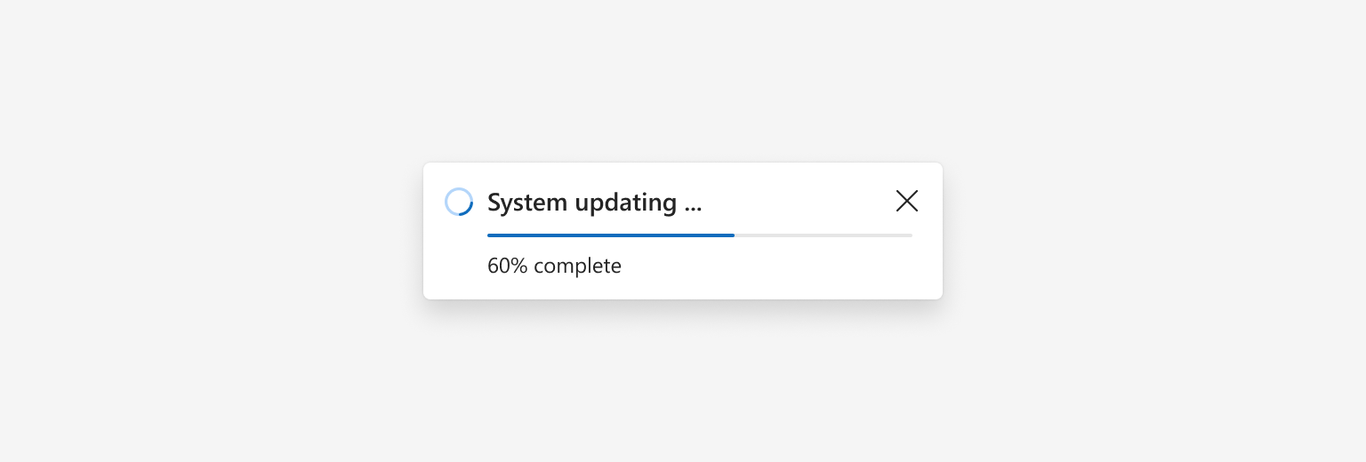Don't use both a spinner and a progress bar in a toast